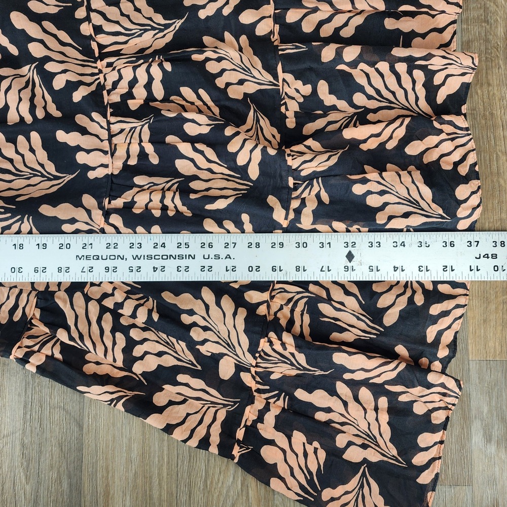 Diane von Furstenberg Black Peach Leaf Print Tiered Mini Dress Womens Medium M‎ - Picture 7 of 12